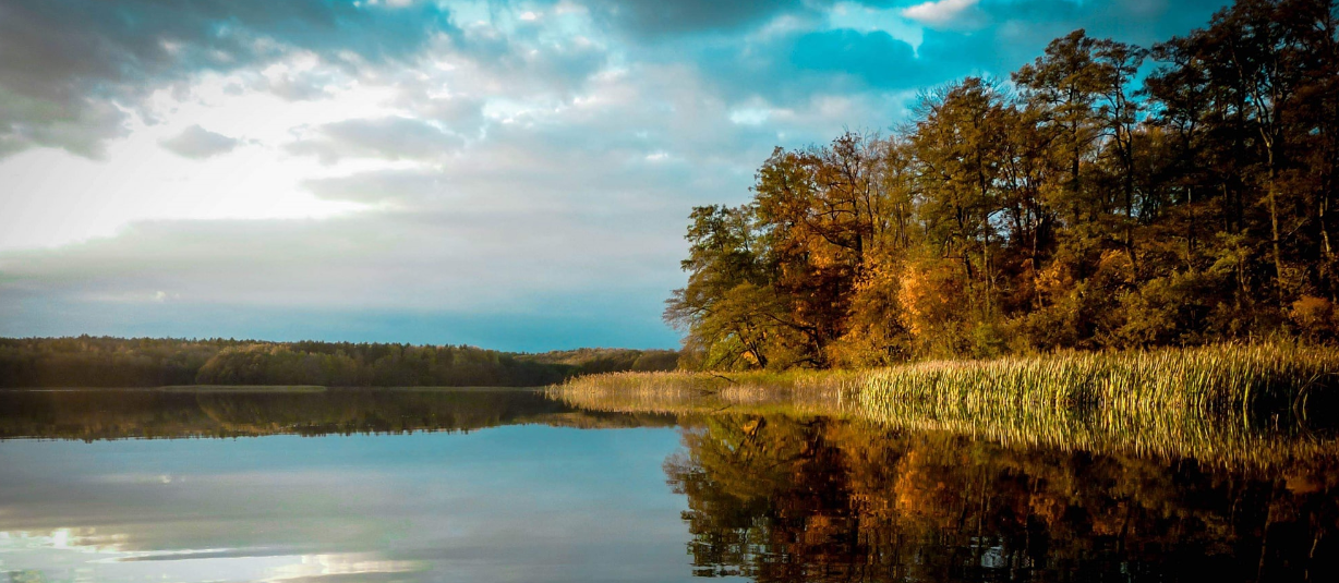 Jezioro w Łańsku jesienią